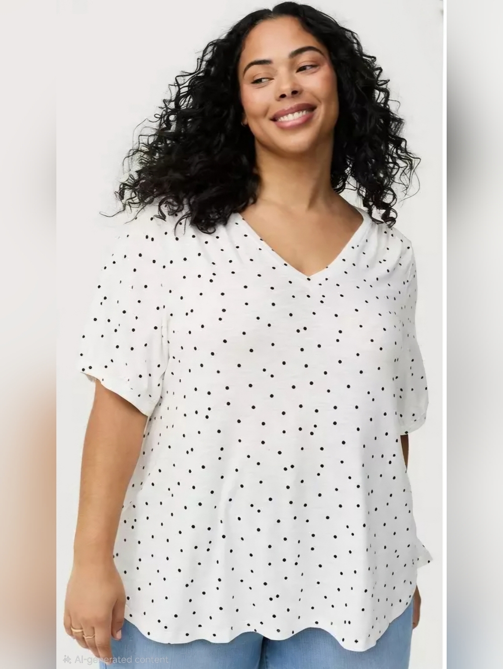 Torrid White V-Neck Short Sleeve Polka Dot Top 4X